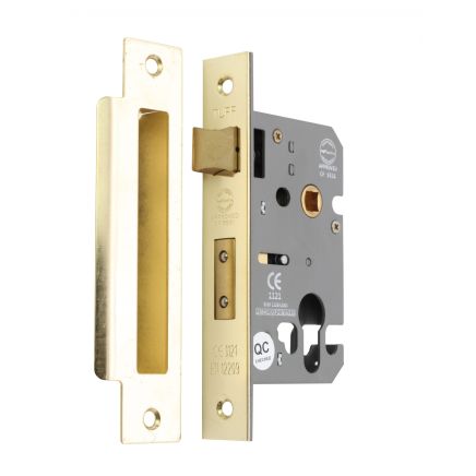 2.5" CE Euro Profile Mortice Sash Lock - Electro Brass