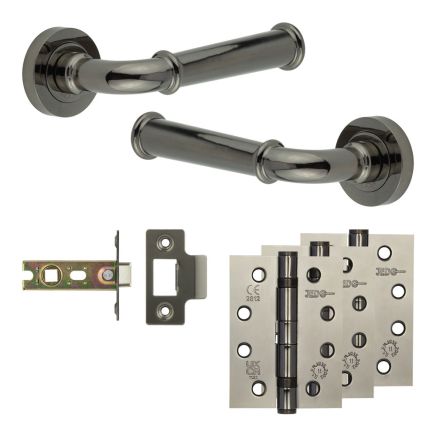 Complete Classic Door Handle Pack - Internal Doors - Black Nickel - 64mm / 4-inch Hinges - JE-A1A-BN