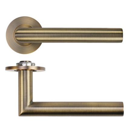 Zoo Hardware Lugano Lever on 4mm Round Slim Sprung Rose - Antique Brass