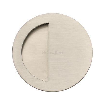 Round Half Moon Flush Pull Satin Nickel finish