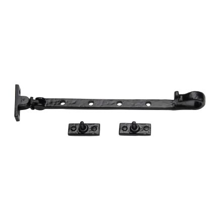 The Tudor Casement Window Stay Shepherd's Crook Pattern 12" Black Iron