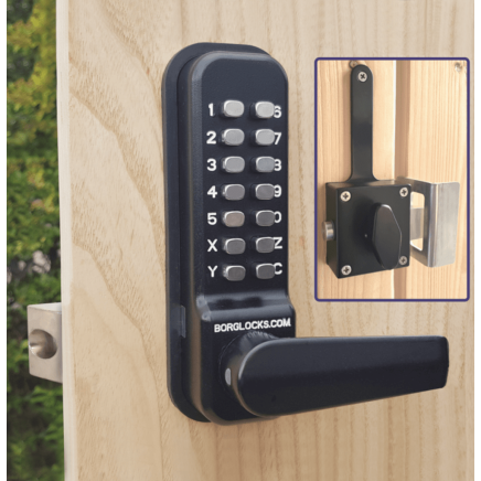 Borg BL4409 MG Pro - 14 Button, Marine Grade Lever Keypad, Inside Rim Mounted Slam Latch With Holdback/Deadlock , MG Pro (Black) Finish