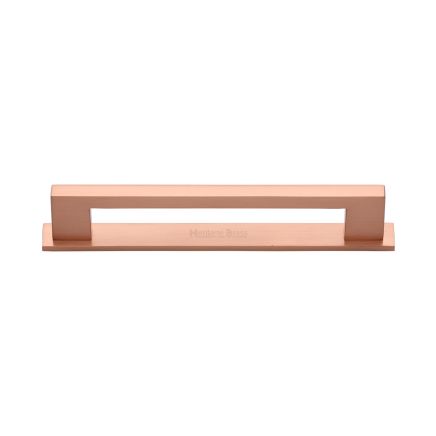 Heritage Brass Cabinet Pull Metro Design with Plate 128mm CTC Satin Rose Gold Finish