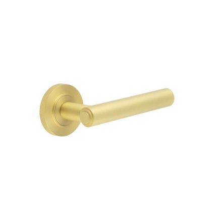 Richmond Door Handles Knurled Rose Satin Brass - By Frelan Hardware - BUR45KIT239