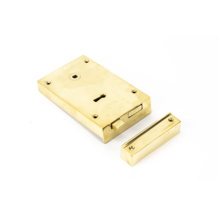 Polished Brass Left Hand Rim Lock - Large