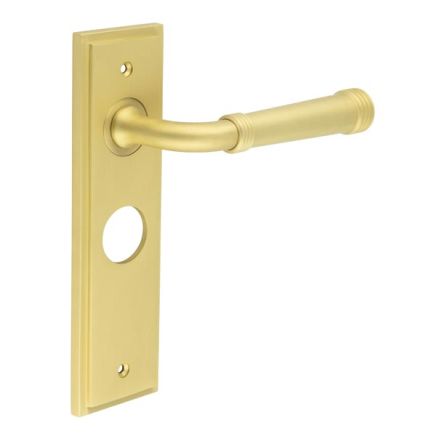 Highgate Door Handle Bathroom Backplate Satin Brass - By Frelan Hardware - BUR35KIT244
