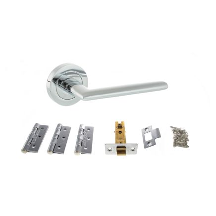 STATUS Alabama Door Handle Pack (Latch Set - 3" CE Latch, 3" Fire Rated Hinges x3) - Polished Chrome