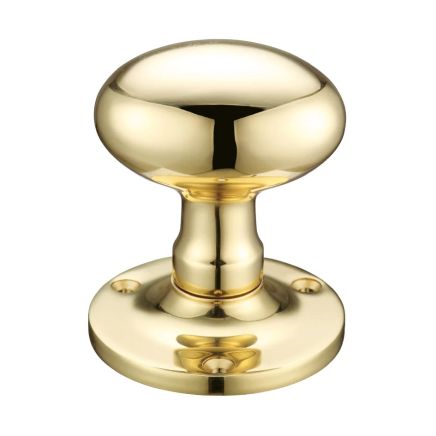 Zoo Hardware Oval Mortice Knob Furniture 62.5mm Rose dia. - Polished Brass
