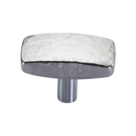Heritage Brass Cabinet Knob Rectangular Hammered Design 41mm Satin Chrome finish
