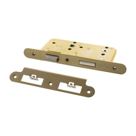 Atlantic DIN Radius Heavy Duty Bathroom Lock Single Turn 60mm backset - Satin Brass