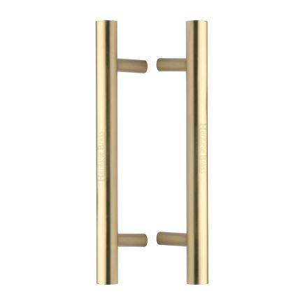 Heritage Brass Back to Back Door Pull Handle Bar Design 305mm Satin Brass Finish