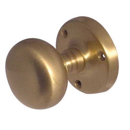 Jedo Mushroom Mortice Door Knobs 60mm Diameter Satin Brass - By Frelan Hardware - JV35SB