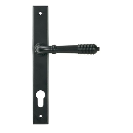 Matt Black Reeded Slimline Lever Espag. Lock Set