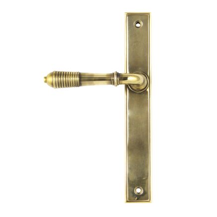 Aged Brass Reeded Slimline Lever Latch Set