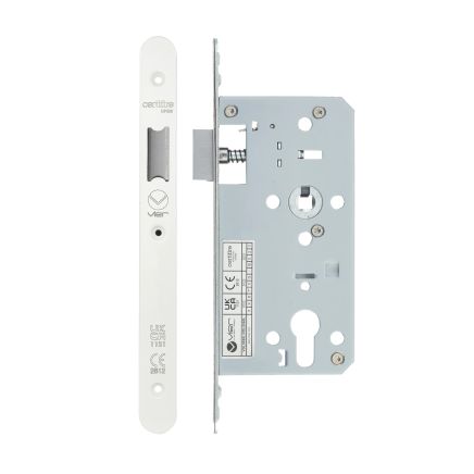 Zoo Hardware 2 Piece - DIN latch - backset 55mm - radius - White