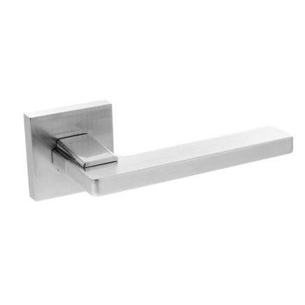 Oro & Oro Alba Lever Door Handle on Square Rose - Satin Chrome (Pair)