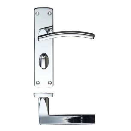 Zoo Hardware Toledo lever on bathroom backplate - Polished Chrome