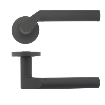 Zoo Hardware Venus lever on round rose - Oscuro Matt Black