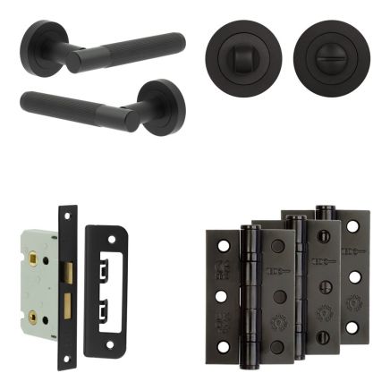 Complete Venice Door Handle Pack - Bathroom - Black - By Frelan Hardware - JE-F5B3-MB