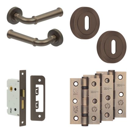 Complete Classic Door Handle Pack - Sashlock - Dark Bronze - 65mm / 3-inch Hinges - JE-A7B8-DB