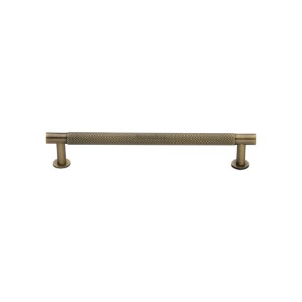 Heritage Brass Cabinet Pull Partial Knurled Design with 16mm Rose 128mm CTC Antique Brass finish