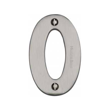 Heritage Brass Numeral 0 Face Fix 76mm (3") Satin Nickel finish