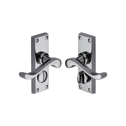 Heritage Brass Door Handle for Privacy Set Bedford Short Design Polished Chrome finish