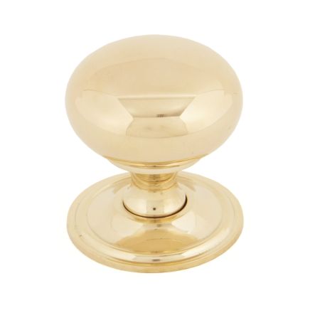 Polished Brass Mushroom Cabinet Knob 38mm