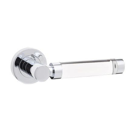 Milo Door Handle on Rose Plain Glass/Polished Chrome - By Frelan Hardware - JH5314PC
