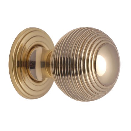 Heritage Brass Cabinet Knob Reeded Design 32mm Polished Brass finish