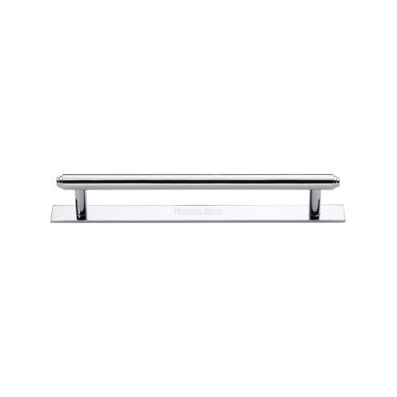 Heritage Brass Cabinet Pull Step Design with Plate 128mm CTC Polished Chrome Finish