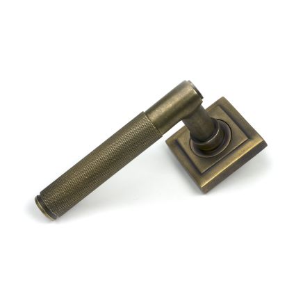 Burnished Brass Brompton Lever on Rose Set (Square) - Unsprung