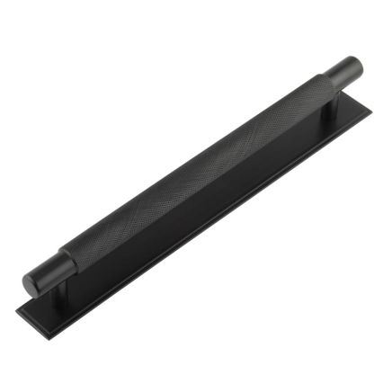 Hoxton Taplow Cabinet Handles 224mm Ctrs Stepped Backplate Matt Black - By Frelan Hardware - HOX-2060MB-6060MB