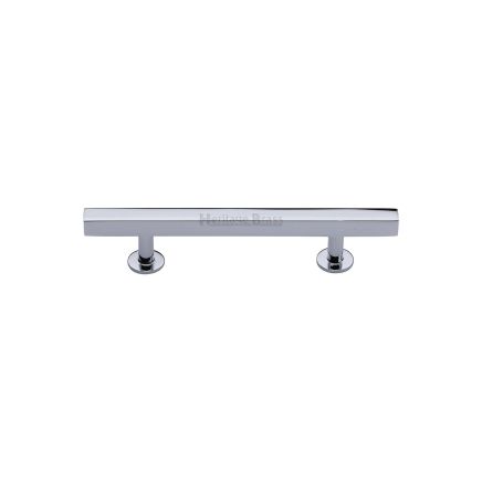 Heritage Brass Cabinet Pull Square Design with Footings 96mm CTC Polished Chrome finish