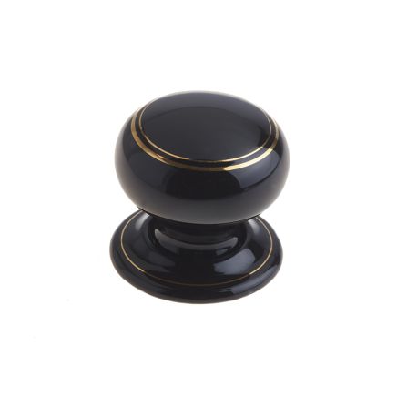 Jedo Porcelain Mortice Door Knobs Goldline Black - By Frelan Hardware - JC70