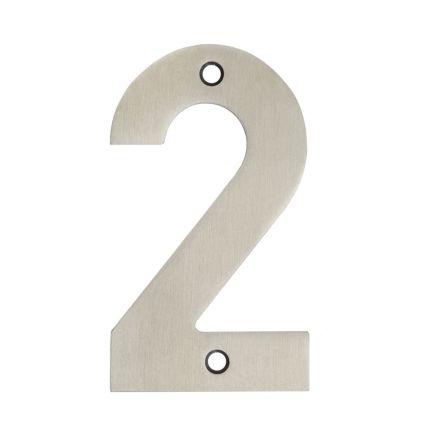 100mm Numerals SSS Finish 100mm Satin Stainless Steel No. 2 - By Frelan Hardware - JSS-2