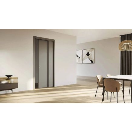 SPECIAL ORDER Ermetika Staffetta Telescopic Pocket Door System 838x1981 Door 180mm WT - Raw Wood Jambs