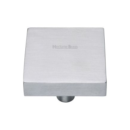 Heritage Brass Cabinet Knob Square Design 38mm Satin Chrome finish