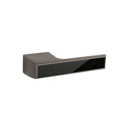 Tupai Rapido VersaLine Tobar Lever Door Handle on Long Rose - Pearl Black Decorative Plate - Titanium