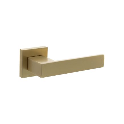 Senza Pari Panetti Lever Door Handle on Flush Square Rose - Satin Brass (Pair)