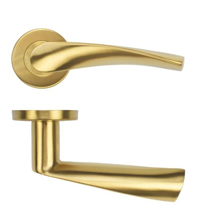Zoo Hardware Twist Lever on Round Rose 52mm x 8mm Push-on Rose - BS EN 1906 Grade 3 - Grade 201 - PVD Satin Brass