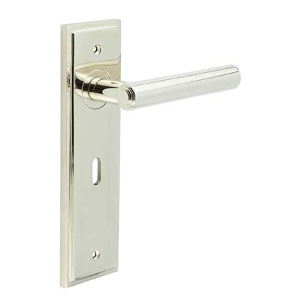 Richmond Door Handle Lock Backplate Polished Nickel - By Frelan Hardware - BUR45KIT165