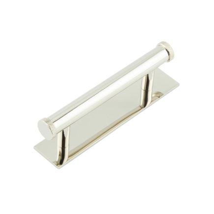 Hoxton Wenlock Cabinet Handles 96mm Ctrs Plain Backplate Polished Nickel - By Frelan Hardware - HOX-150PN-5050PN