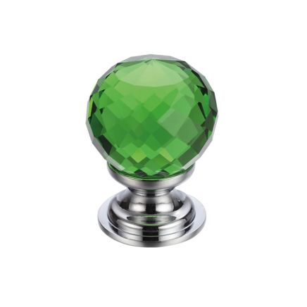Zoo Hardware Glass Ball Cabinet Knob - Facetted 30mm - Chrome