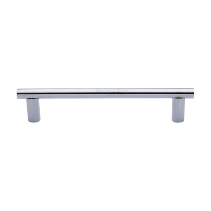 Heritage Brass Door Pull Handle Round Bar Design 336mm Polished Chrome Finish