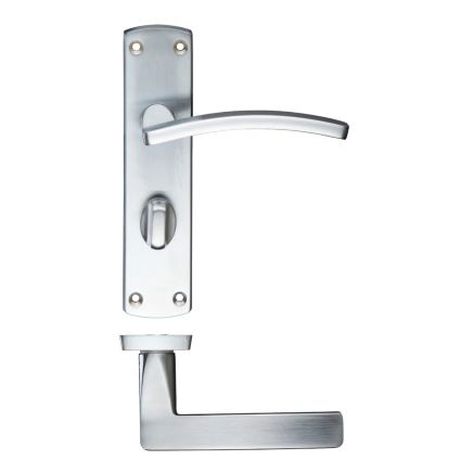 Zoo Hardware Toledo lever on bathroom backplate - Satin Chrome