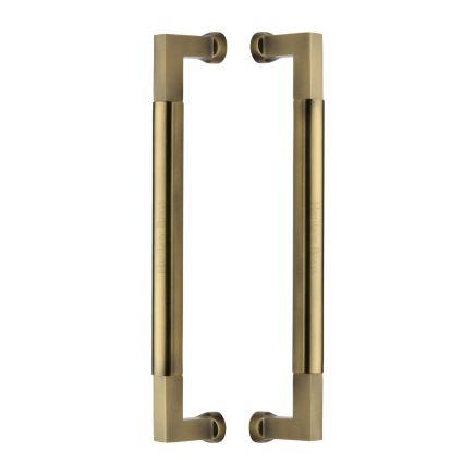 Heritage Brass Door Pull Handle Bauhaus Design 330mm Antique Brass Finish