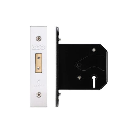 Zoo Hardware 3 Lever Replacement Dead Lock - 76mm c/w PVD Forend and Strike - Satin Stainless