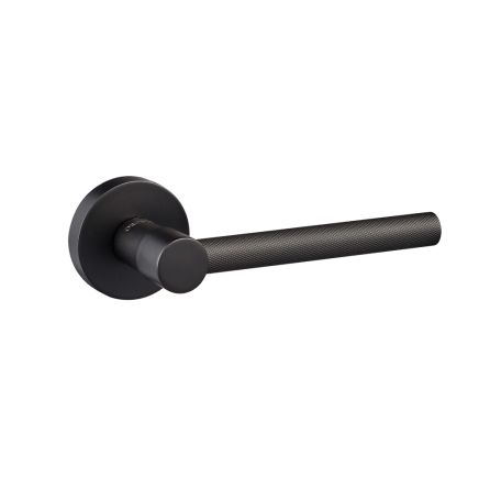 Oro & Oro Stradi Lever Door Handle on Round Rose - Matt Black (Pair)