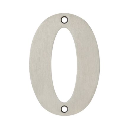 100mm Numerals SSS Finish 100mm Satin Stainless Steel No. 0 - By Frelan Hardware - JSS-0